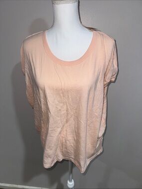 Free People Short Sleeve Scoop Tee in Peach